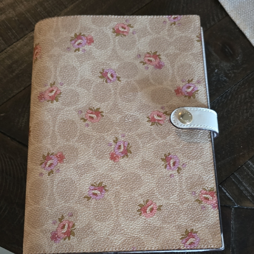 Coach Leather Spiral Notebook with Tan Cover